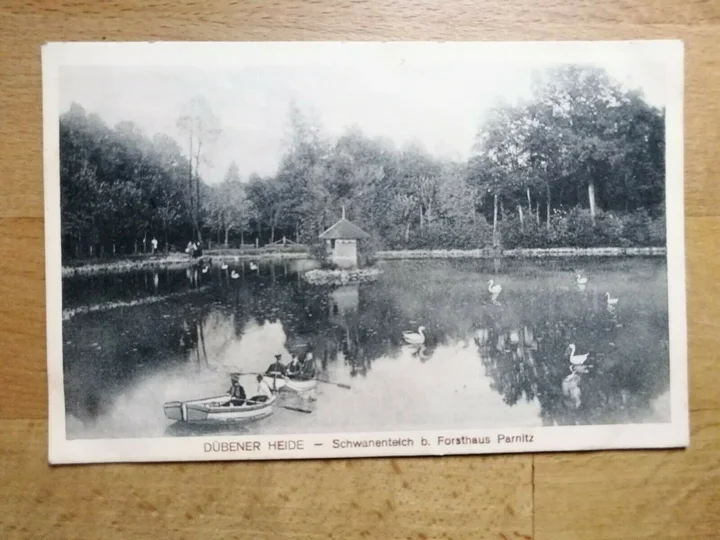 Schwanenteich am Forsthaus Parnitz — Ansichtskarte 1917 — Foto 1